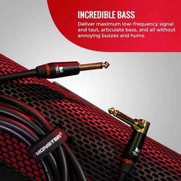 Monster Cable Prolink Bass 12 Instrumentenkabel, Angled to Straight 1/4" Plugs, 3.60m